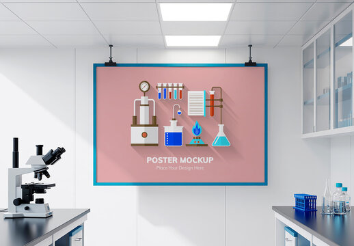 Realistic Science Lab Poster Mockup