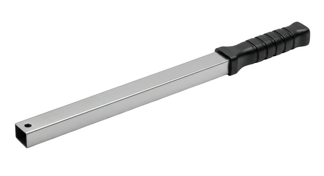 Precision linear measurement scale with black grip ends isolated on transparent background