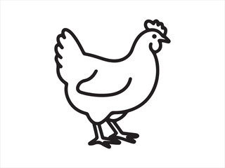 Fototapeta premium Hen chicken outline icon flat vector illustration isolated design