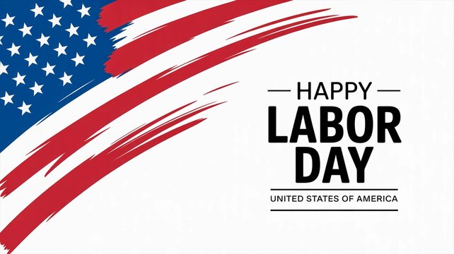 Happy Labor Day United States of America greeting, patriotic American flag background with brush stroke texture, national holiday celebration banner