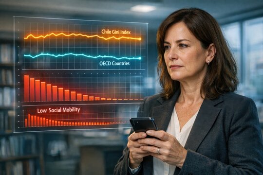 Chilean Researcher Monitoring Gini Coefficient Inequality and Low Social Mobility Data Compared to OECD Countries on Smartphone