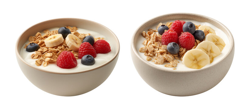 Granola with berries, banana and yogurt