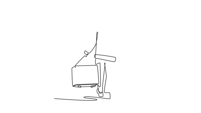 Man of delivery service in hurry to deliver an order. Takeaway and Delivery concept. Single line draw design. Full length animation illustration. High quality 4k footage