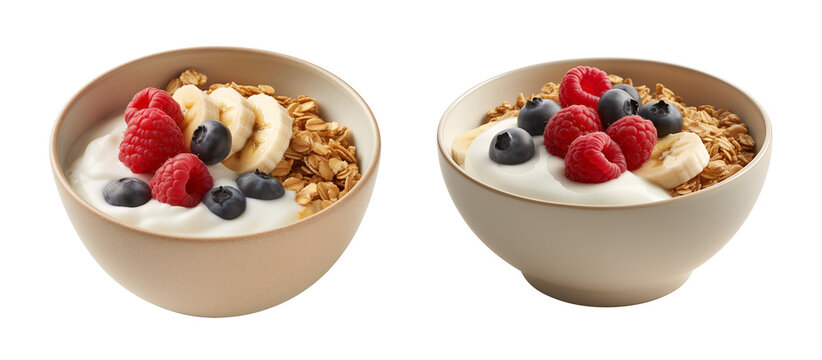 Granola with berries, banana and yogurt
