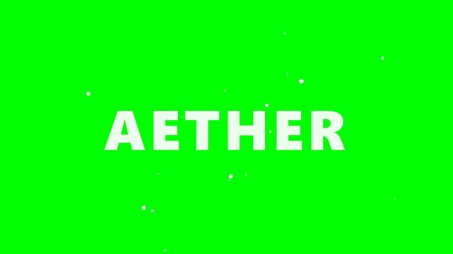 A futuristic scene with Aether text on green background with white dots