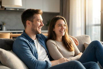 Obraz premium Happy Europe Couple Relaxing at Home