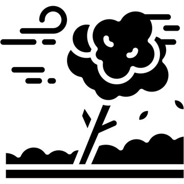 Hurricane Wind Vector Icon Showing Tornado and Tree Damage Extreme Weather 