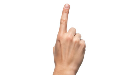 Fototapeta premium Close up of a human hand pointing up isolated on transparent background