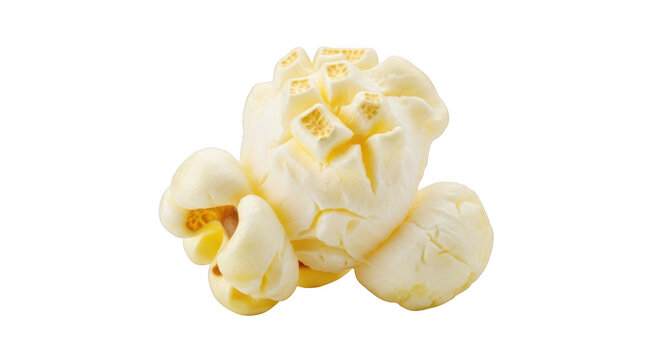 Single piece of fluffy popcorn isolated on transparent background