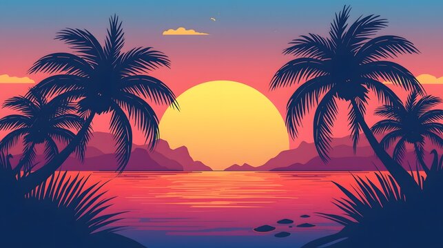 Professional photographs of tropical summer backdrops. Built with AI. AI generate.