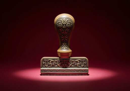 Vintage decorative seal stamp on a dark background