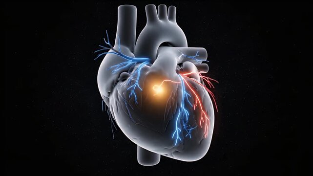 Animated CGI DNA Helix with glowing damaged segment and abstract particle background medical education visualization