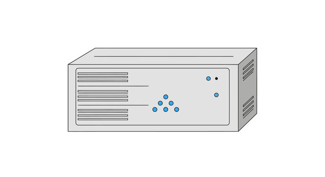Modern uninterruptible power supply (UPS) system or network server illustration, representing essential backup power and data protection for electronics.