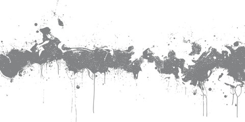 Obraz premium Grunge grey paint texture with ink droplets and artistic splatter on white background