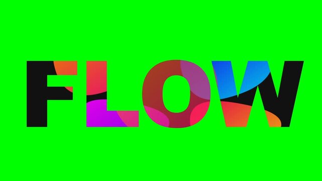 The word FLOW appears prominently on a bright green background with colorful letters.