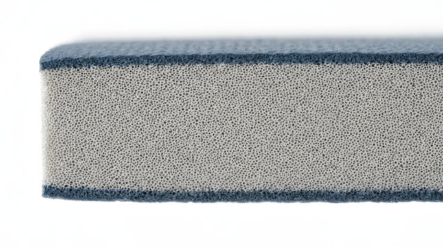 Close up layered foam sponge texture with dual density structure showcasing industrial material design cleaning sponge detail and porous surface pattern