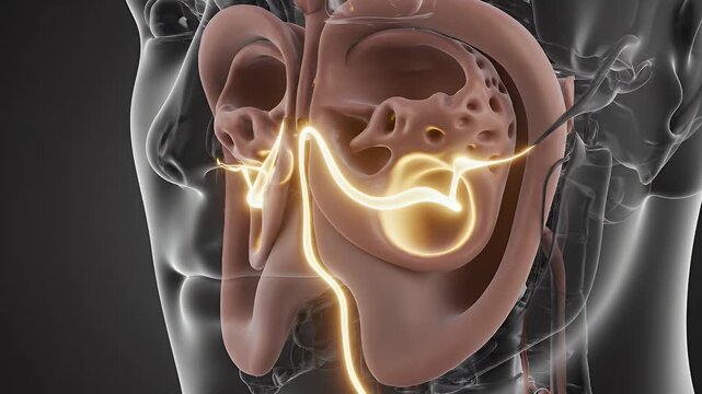 CGI Medical Animation of the Human Ear and Nasal Cavity Demonstrating Sound Resonance and Vibrations for Otolaryngology Education and Audiology Research Presentations
