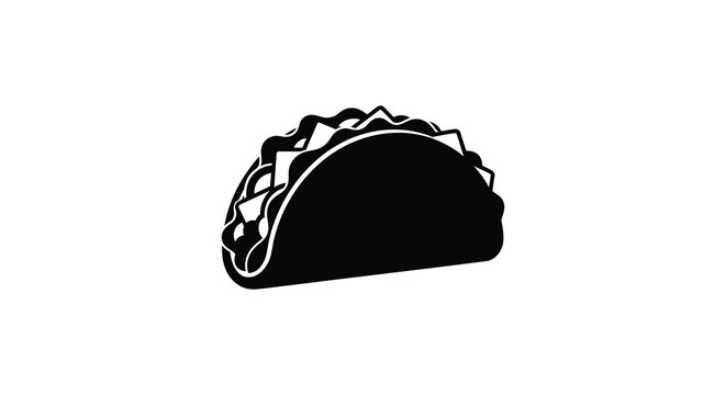 A striking black silhouette of a delicious taco a popular mexican food silhouette