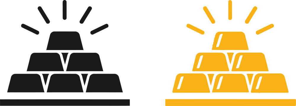 Contrast of traditional and modern gold bar representations with lightbulb effect Vector