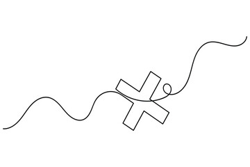 Obraz premium Cross continuous one line minimalist icon symbol