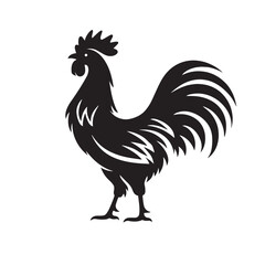 Rooster silhouette vector illustration, black farm bird icon on white background, stylized cockerel logo for organic food branding and poultry farm identity © Faisal