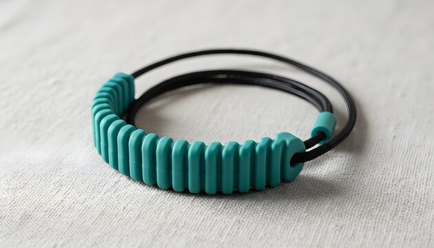 Chewelry necklace for oral sensory needs aiding self-regulation for neurodivergent children supporting autism awareness and developmental therapy concept in a clean studio setting