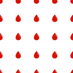 Fototapeta premium Seamless pattern of red blood drops isolated on transparent background for World Donation Day concept