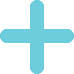 Obraz premium Minimalist plus symbol in cyan on white background Vector