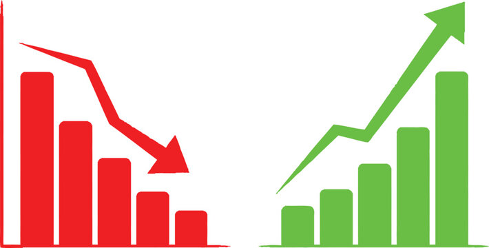Contrasting downward and upward trends in bar charts Vector