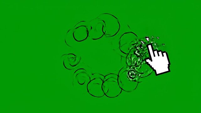 Cursor Clicking on Green Background.