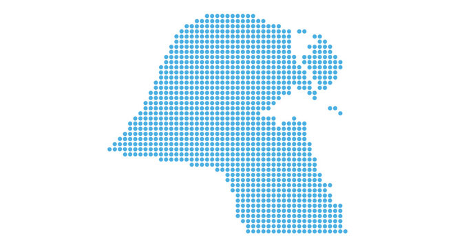 Kuwait Map Light Blue Dotted Vector &ndash; Minimalist Halftone Circle Silhouette Isolated on White for Technology Business Data Visualization and Infographic