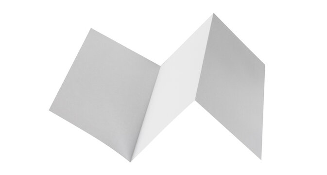 Blank folded paper mockup for design presentation, isolated on cutout transparent background