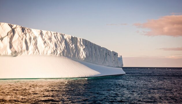 majestic iceberg floats serenely in the calm, turquoise waters, its intricate, jagged edges and smooth 