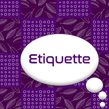Etiquette Purple Checks Leaves Dots Background Texture Text 