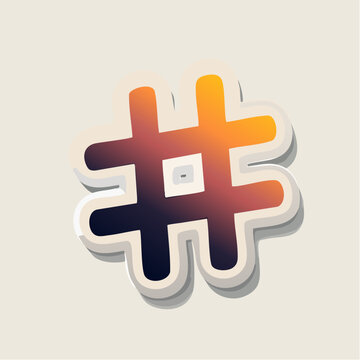 Hashtag Symbol with Gradient Colors and Shadow Effect