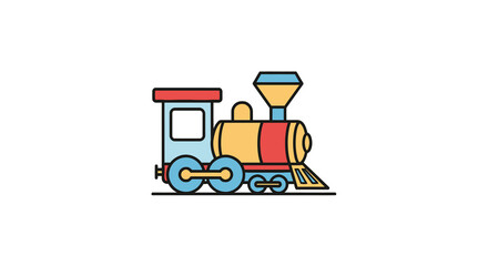 Cute Vector Train Illustration of a Colorful Steam Engine Toy © Ramadhan