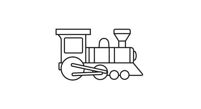 Vintage Steam Locomotive Vector Train Outline for Coloring