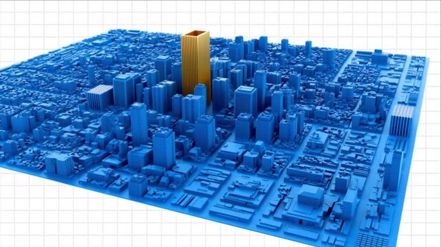 都市開発のために都市の模型へ組み込まれる塔