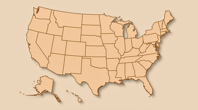 Detailed map of the United States of America showing all 50 states and their borders, with Alaska and Hawaii included.