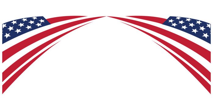 american flag curved wave header banner design vector illustration for website header patriotic poster and independence day decoration.
