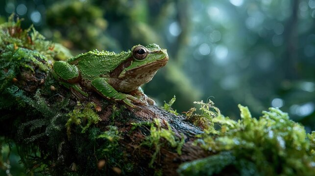 Close Up Detailed Macro Shot of a Green Tree Frog Amphibian