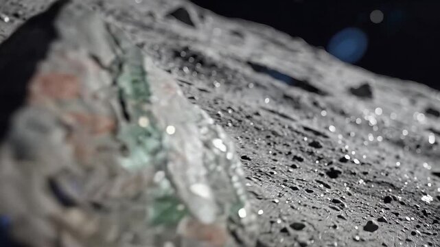 Close up of Asteroid Surface with Craters and Rocky Terrain in Space