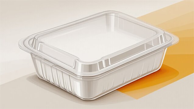 Clamshell food container mockup in a wide studio presentation