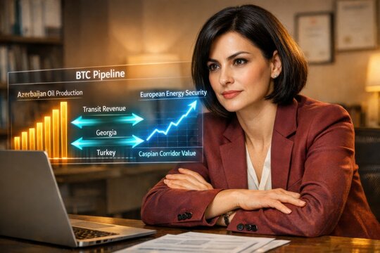 Energy Executive Analyzes BTC Pipeline Baku-Tbilisi-Ceyhan Data with Holographic Corridor Map