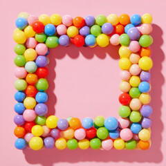 Obraz premium Joyful frame made of rainbow balls, perfect for bright design concepts