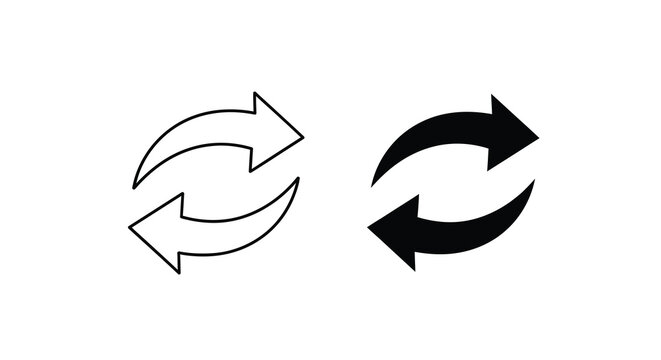 A pair of contrasting circular arrow symbols are displayed one white and one black representing cyclical processes