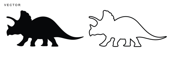 Triceratops dinosaur vector silhouette on a white background © Badman