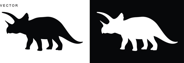 Triceratops dinosaur vector silhouette on a white background © Badman