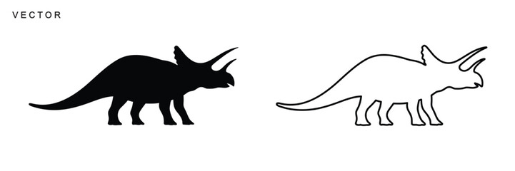 Triceratops dinosaur vector silhouette on a white background © Badman