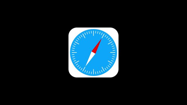 Animation of white flat design compass icon animation for direction and navigation. Compass icon with cardinal directions animation. 4k animation video compass icon.